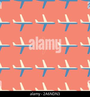 Flat styled seamless pattern with missing plane Stock Vector