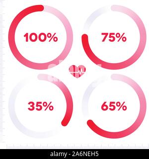 Red round progress bar infographic Stock Vector