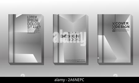 vector collection of book covers, brochures etc. geometry triangles with gray and white color gradients. Stock Vector