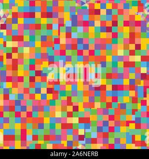 Seamless pattern with gainbow colored glitch styled bright messy shapes Stock Vector