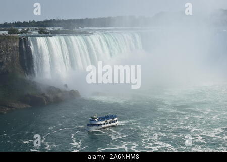 View of Niagara Falls along the banks of the Niagara River on the Canadian side Stock Photo