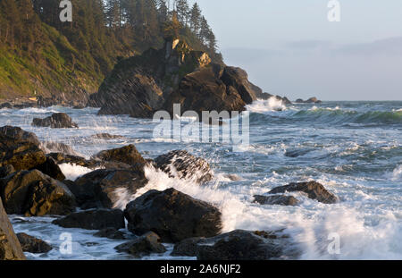 CA03784-00...CALIFORNIA - Sunset on a windy day at Hidden Beach located along the California Coast Trail in Redwoods National Park. Stock Photo