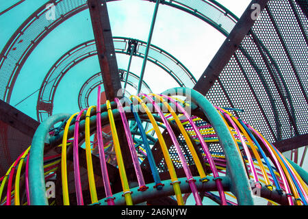 Abstract metal structure with colourful strips Stock Photo