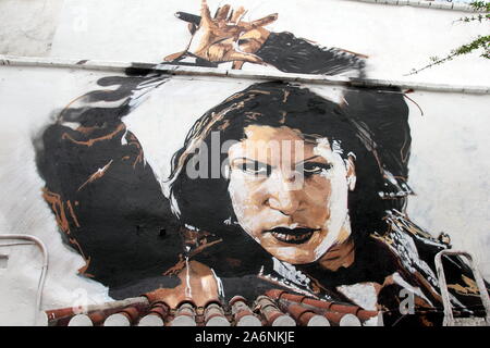 Dramatic image of a flamenco dancer on a tavern wall in the Sacromonte district of Granada, Andalusia, Spain Stock Photo