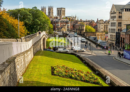 York city walls and Minster United Kingdom Stock Photo