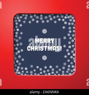Scattered snowflakes under the retro frame Stock Vector
