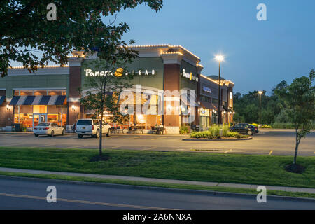 New Hartford, New York - Aug 18, 2019: Panera Bread restaurant exterior.Panera Bread is a chain of bakery-casual restaurants in the United States and