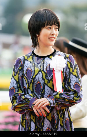 Tokyo, Japan. 27th Oct, 2019. Japanese actress Mitsuki Takahata attends a ceremony of the Tenno Sho (Autumn) at Tokyo Racecourse in Tokyo, Japan. Credit: Aflo Co. Ltd./Alamy Live News Stock Photo