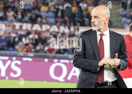 Rome, Italy. 27th Oct, 2019. Stefano Pioli seen during the Italian Serie A football match between AS Roma and AC Milan at the Olympic Stadium in Rome(Final score; AS Roma 2:1 AC Milan) Credit: SOPA Images Limited/Alamy Live News Stock Photo