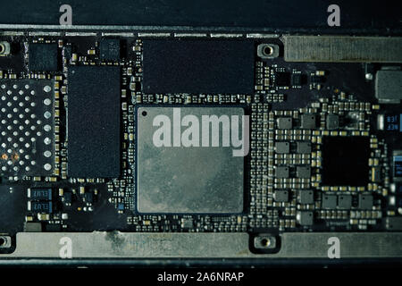 Close-up image of tablet computer motherboard. Technology and innovation concept Stock Photo