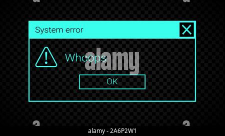 System message dialog box. Neon error or information window frame Stock ...