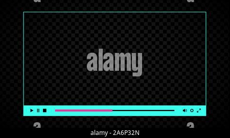 Blank web player interface. Contrast and punchy neon theme Stock Vector