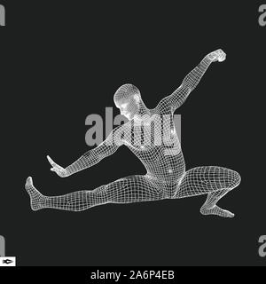 Man Doing Yoga Workout. 3D Model of Man. Healthy lifestyle. Training Concept. Vector Illustration. Stock Vector
