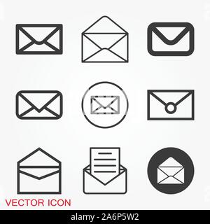 Envelope icon, vector mail envelope and letter symbol Stock Vector