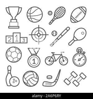 Sport Line Icon Set on white background Stock Vector