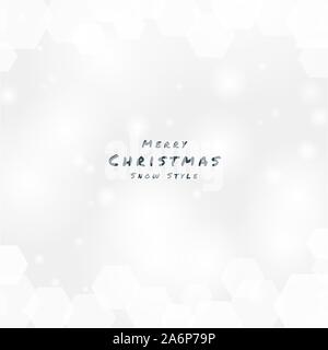 Merry christmas snow white style hexagon modern blurred design with space for your text. vector illustration Stock Vector