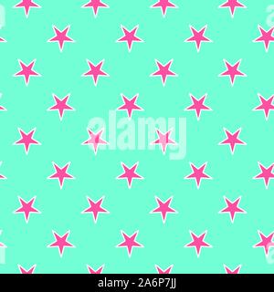 Abstract seamless wallpaper with stars pink and green background Texture Vector illustration Stock Vector