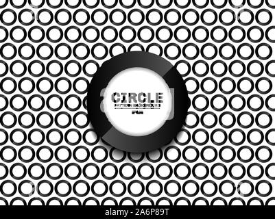 Black border circles pattern seamless on white background with circle frame minimal style. Vector illustration Stock Vector