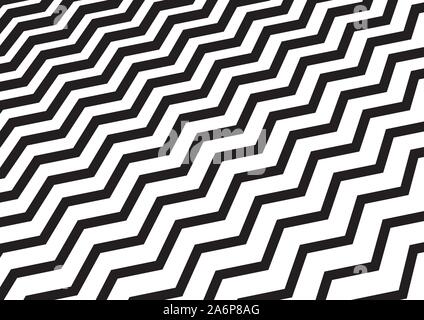 Abstract diagonal black chevron wave or wavy pattern on white background. Vector illustration Stock Vector
