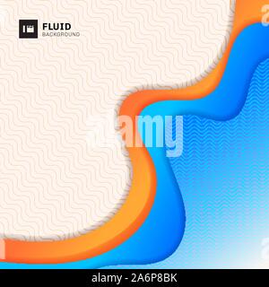 Abstract orange and blue gradient curve form and wave pattern on white background and texture with space for your text. Fluid shape colorful. Vector i Stock Vector