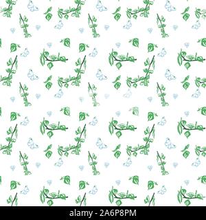 Seamless pattern with flowers, leaves, branches. Vector colorful endless floral background. The elegant illustration for fashion prints, fabric, scrap Stock Vector