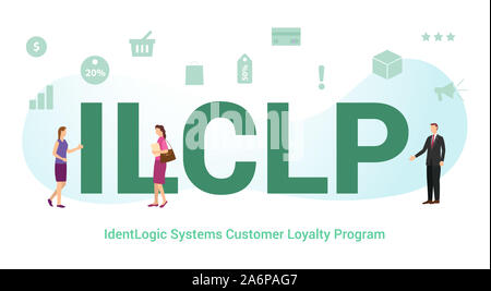 ilclp identlogic systems customer loyalty program concept with big word or text and team people with modern flat style - vector illustration Stock Photo