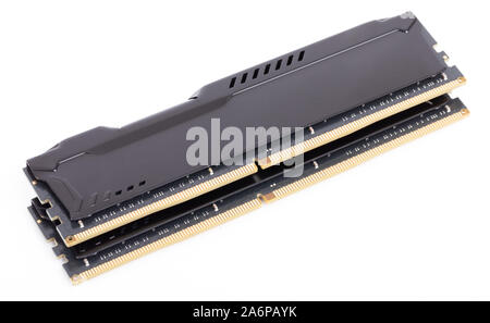 modern memory module KIT DDR4 2666MHz CL16 for PC isolated on white background Stock Photo