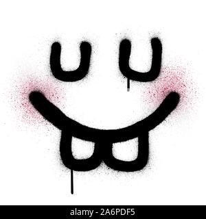 graffiti square silly icon wit rabbit teeth sprayed Stock Vector