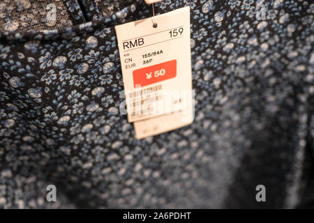 Price tag during special discount sale in H M Clothes shop China with soft blurred background 17 june 2019 Stock Photo Alamy