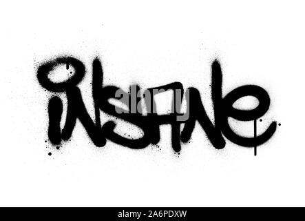 graffiti insane word sprayed in black over white Stock Vector