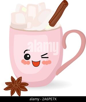 Christmas pattern. cute cups. hot chocolate. christmas decor. Stock Vector