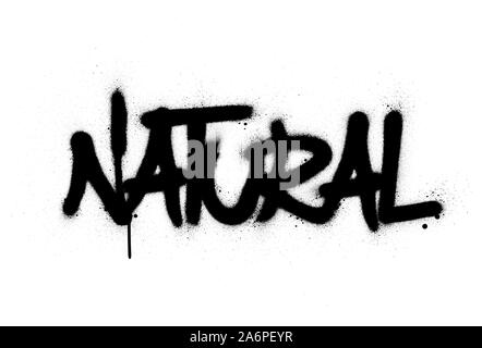 graffiti natural word sprayed in black over white Stock Vector