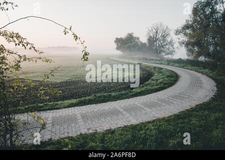 Small way with morning fog Stock Photo