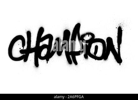 graffiti champion word sprayed in black over white Stock Vector