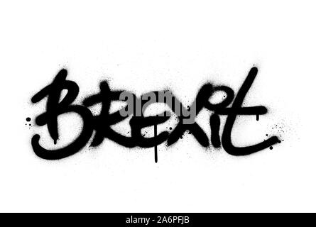 graffiti brexit word sprayed in black over white Stock Vector