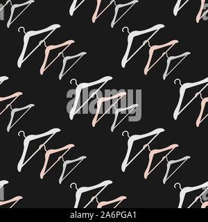 Vector seamless pattern with clothes hangers. Dry cleaning and laundry service. Black friday, big sale, discount. Organization of storage in a wardrob Stock Vector