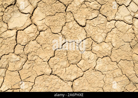 Clay sandy earth parched and cracked Stock Photo
