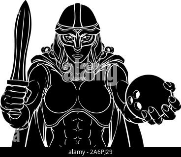 Viking Trojan Celtic Knight Bowling Warrior Woman Stock Vector