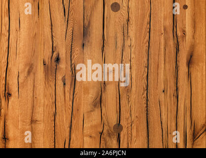Nice old brown texture and background of very old cracked wood after cleaning, polishing and protective waxing. Stock Photo