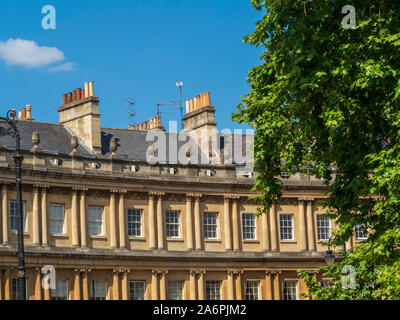 The Circus is a historic street of large townhouses in the city of Bath, Somerset, England, forming a circle with three entrances. Designed by the pro Stock Photo