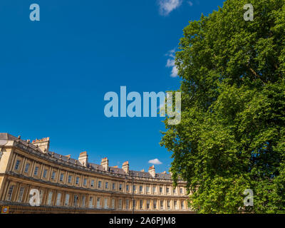 The Circus is a historic street of large townhouses in the city of Bath, forming a circle with three entrances. Designed by the architect John Wood. Stock Photo