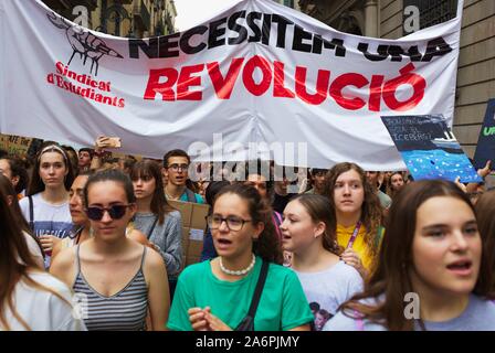 Barcelona, Fridays for future demonstration, Signs and People Stock Photo