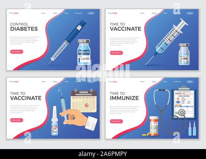 Vaccination landing page template Stock Vector