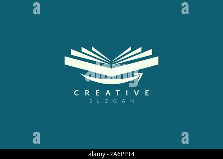 Book logo design opens with a smile. Minimalist and modern vector illustration design suitable for business or brand Stock Vector