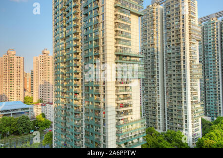 Close up of apartment buildings in Shanghai Stock Photo