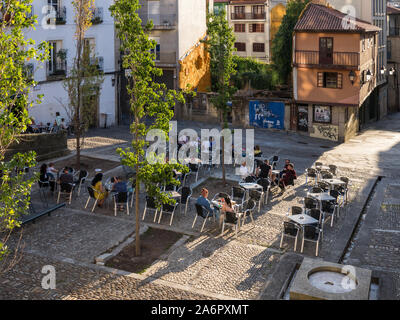 Street cafe in the Old Town, on Praza San Marcial Square in Ourense, Galicia, Spain Stock Photo