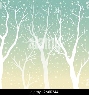 Trees with no leaves. Continuous Pattern. Partly Seamless. Vector Illustration Stock Vector