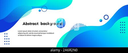 Liquid abstract background. Blue fluid vector banner template for social media, web sites. Wavy shapes Stock Vector