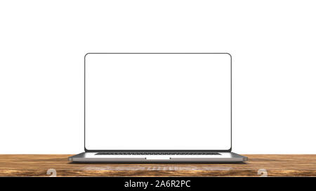Laptop template isolated on white background. Mockup, design. Stock Photo