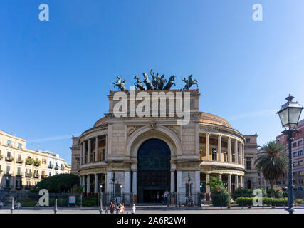 The Teatro Politeama, Garibaldi, it is the home of  Orchestra Sinfonica Siciliana.completed in 1891. Stock Photo
